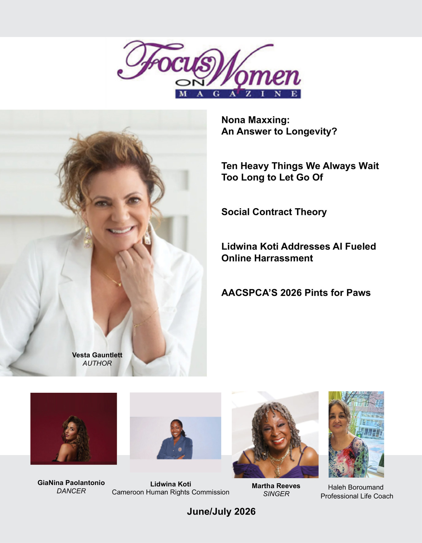 Focus on Women Magazine — June · July 2026 issue cover